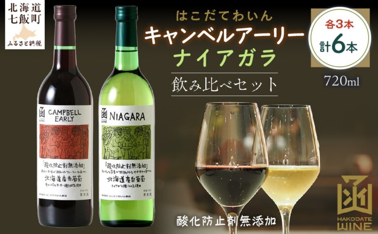 酸化防止剤無添加ワイン　飲み比べセット　6本（キャンベルアーリー3本・ナイアガラ3本）